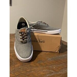 New Grey Sperry Striper II 8 Men’s CVO Top Sider Leather Lace Box Canvas Shoe